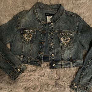 Gently Used ladies two piece blue jean pants suit